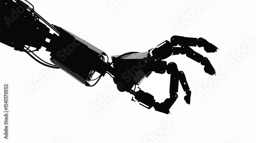 Robotic hand manipulator silhouette , black silhouettes isolated on white background