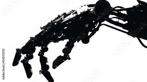 Robotic hand manipulator silhouette , black silhouettes isolated on white background