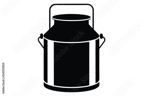 Black Silhouette Illustration of a Vintage Milk Can with Handle and Lid Detail