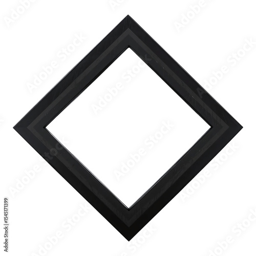 Black geometric square frame modern 3d design element minimal shape isolated on transparent background
