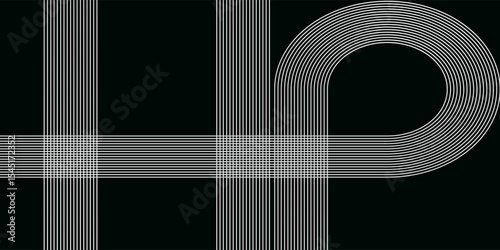 Abstract gold circle lines on dark background. Geometric stripe line art design. Modern luxury template. Suit for presentation, banner, cover, web, flyer, poster, brochure. Vector illustration
