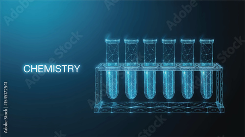 Futuristic Chemistry Digital Illustration of Test Tubes