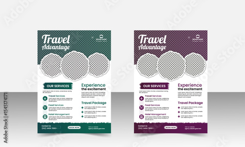 Travel Sale Flyer layout, with creative poster travel flyer editable template design bundle set, clean and modern flyer design for travel agency.