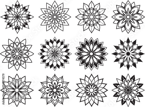 Silhouette Mandala, Flower Design Vector Art