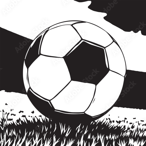 Realistic football high detail black and white vector design illustration.