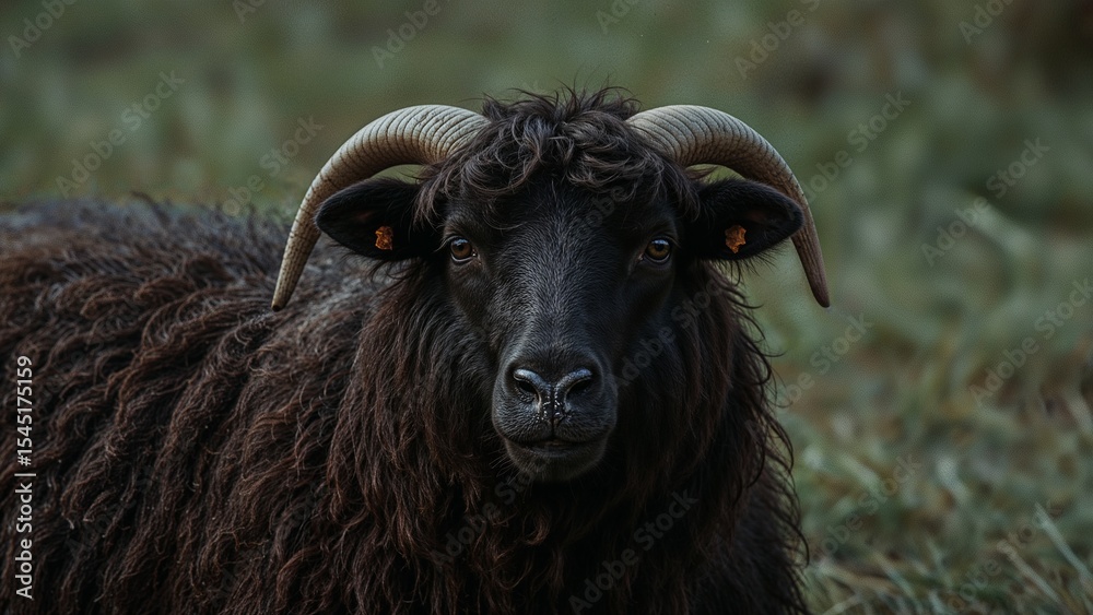Naklejka premium Black sheep close view