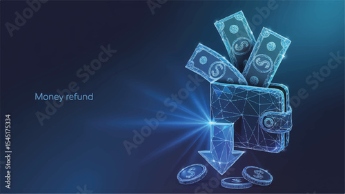 Low Poly Wallet Illustration Money Refund Concept