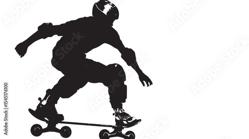 Roller sketing silhouette isolated on white background