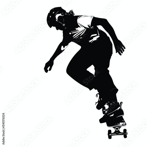 Roller sketing silhouette isolated on white background