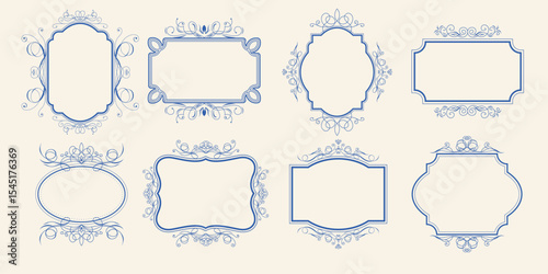 Set of vintage decorative calligraphic frames. Elegant retro ornamental borders. Vector illustration