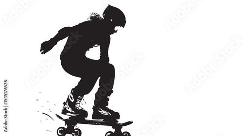 Roller sketing silhouette isolated on white background