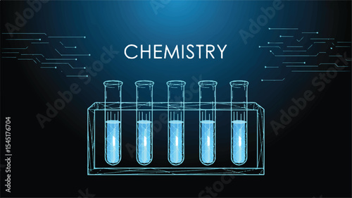 Digital Illustration Low-Poly Chemistry Test Tubes
