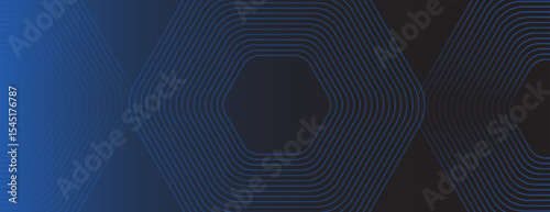 A dark blue background with a gradient effect, featuring geometric hexagonal patterns. The blue background adds a modern, sleek texture. Minimal abstract hexagon pattern vector gradient background.