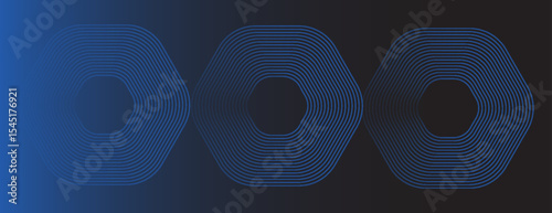 A dark blue background with a gradient effect, featuring geometric hexagonal patterns. The blue background adds a modern, sleek texture. Minimal abstract hexagon pattern vector gradient background.