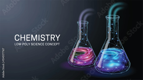 Low Poly Chemistry Illustration Science Concept