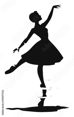 Elegant Ballerina Silhouette Posing Gracefully on One Leg