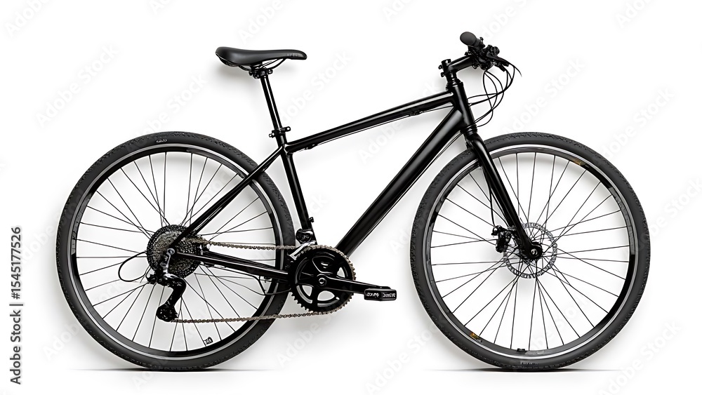 Obraz premium Sleek Black Hybrid Bicycle: A Perfect Ride for City and Trails