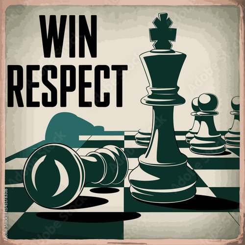 Win Respect Chess Strategy Game King Piece Victory Success Achievement Motivation Challenge Powerful Leadership Business Goal Planning Competition Board Game Graphic Design Illustration Artwork       