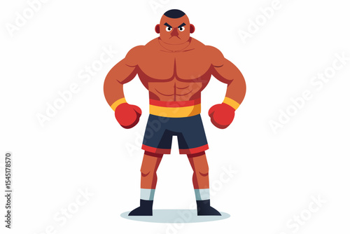 Vintage black and white illustration of a muscular male boxer in a powerful fighting stance. This dynamic vector-style artwork features bold line shading, detailed muscle anatomy