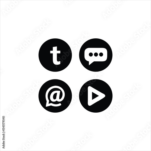 A collection of round, glossy video player icon buttons for web and business design