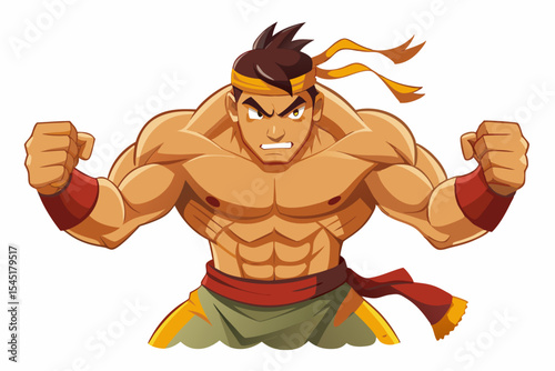 Vintage black and white illustration of a muscular male boxer in a powerful fighting stance. This dynamic vector-style artwork features bold line shading, detailed muscle anatomy