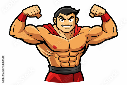 Vintage black and white illustration of a muscular male boxer in a powerful fighting stance. This dynamic vector-style artwork features bold line shading, detailed muscle anatomy