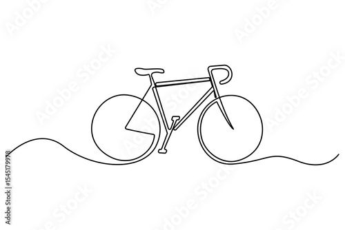 Bicycle continuous one line drawing outline vector art illustration isolated on white background
