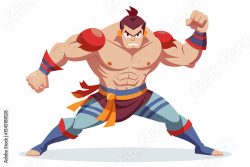Vintage black and white illustration of a muscular male boxer in a powerful fighting stance. This dynamic vector-style artwork features bold line shading, detailed muscle anatomy