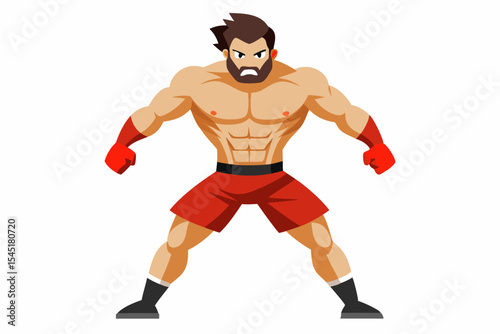 Vintage black and white illustration of a muscular male boxer in a powerful fighting stance. This dynamic vector-style artwork features bold line shading, detailed muscle anatomy