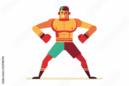 Vintage black and white illustration of a muscular male boxer in a powerful fighting stance. This dynamic vector-style artwork features bold line shading, detailed muscle anatomy