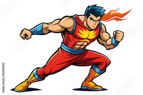 Vintage black and white illustration of a muscular male boxer in a powerful fighting stance. This dynamic vector-style artwork features bold line shading, detailed muscle anatomy