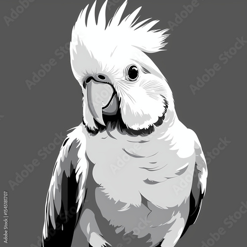 vector illustration of a white parrot
