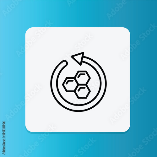 This icon illustrates collagen molecules inside a circular arrow, symbolizing collagen regeneration or natural replenishment in hair and scalp care.