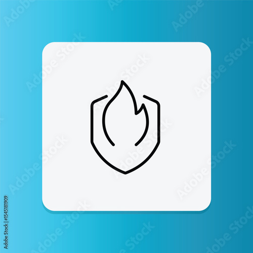 This icon shows a flame inside a shield, symbolizing heat protection for hair from styling tools or heat damage.