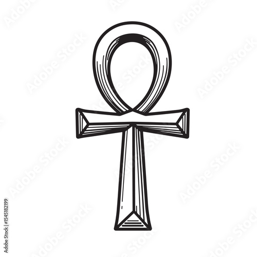 Detailed hand drawn ankh symbol representing ancient egyptian life and eternal existence vintage art silhouette