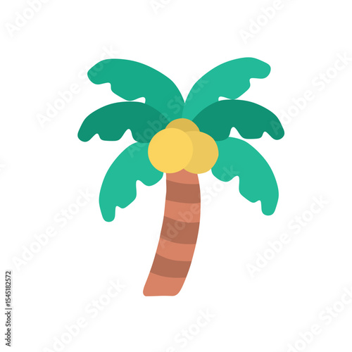 Coconut palm tree with leaves swaying editable design illustration