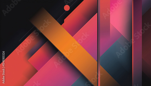 Geometric poster design with diagonal lines in neon