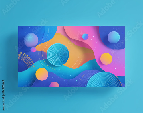 Abstract colorful spheres on blue 3D background