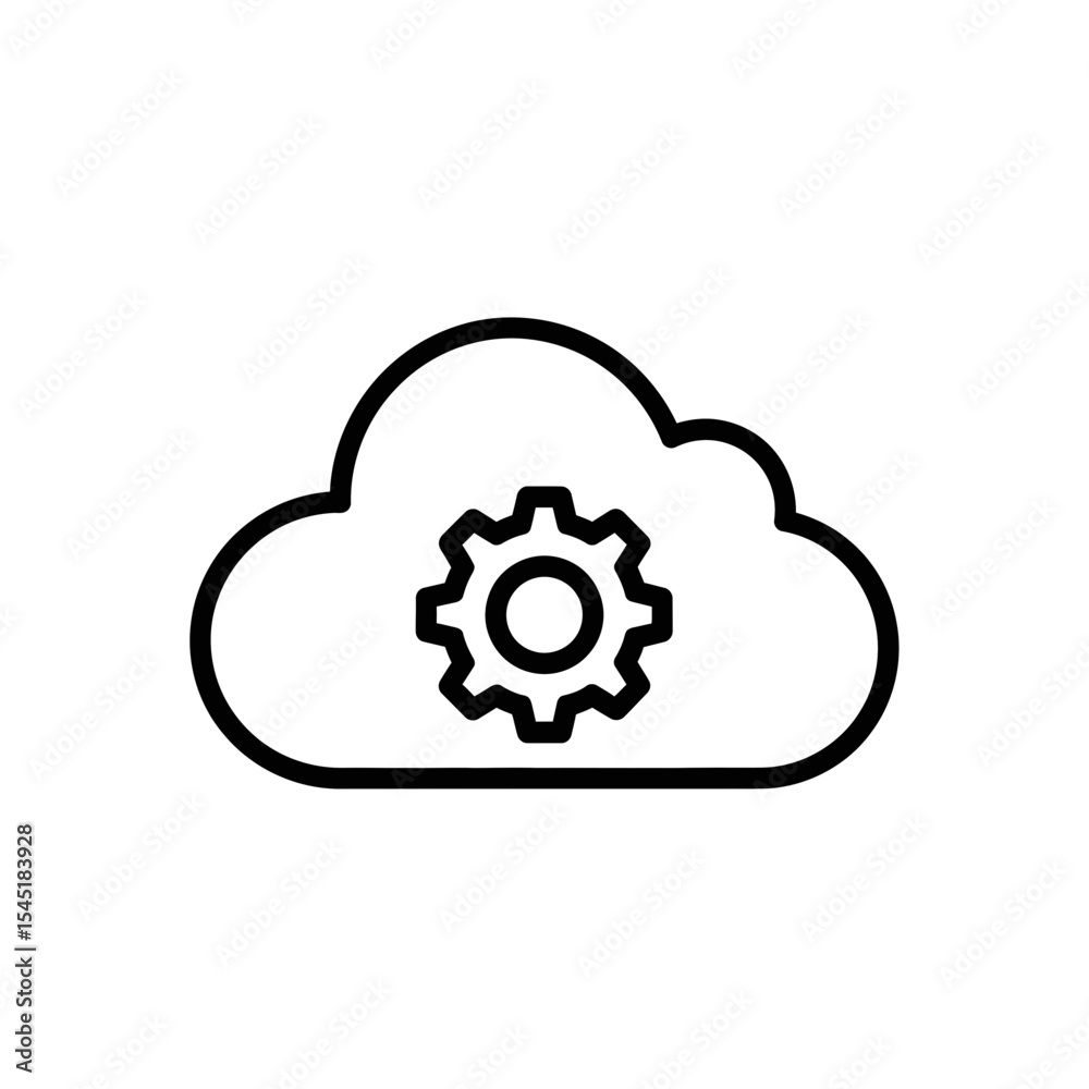 Cloud computing icon with gear symbolizing technology and innovation Cloud computing icon with gear symbolizing technology and innovation