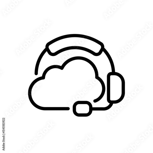Cloud computing icon with headset representing technology support