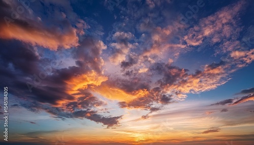 dramatic twilight sky with billowing clouds in warm hues ideal for backgrounds inspirational designs serene landscapes and peaceful atmosphere visuals serenity concept