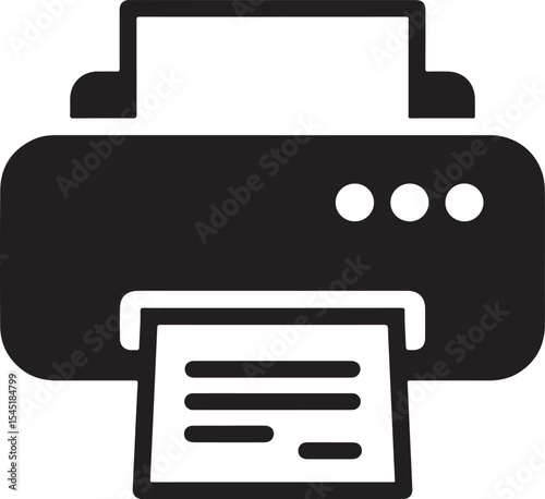 printer icon, printer paper stencil silhouette icon vector illustration