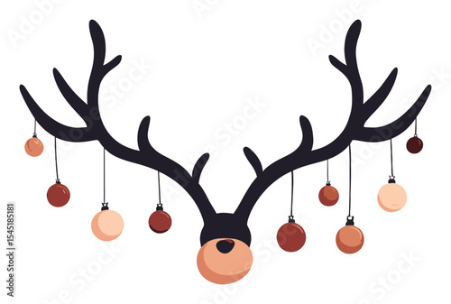 Cartoon Reindeer Antlers with Ornaments for Holiday Decoration