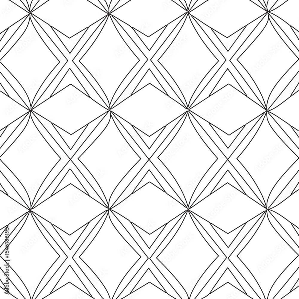 Fototapeta premium Geometric diamond pattern with lines seamless repeating black and white background