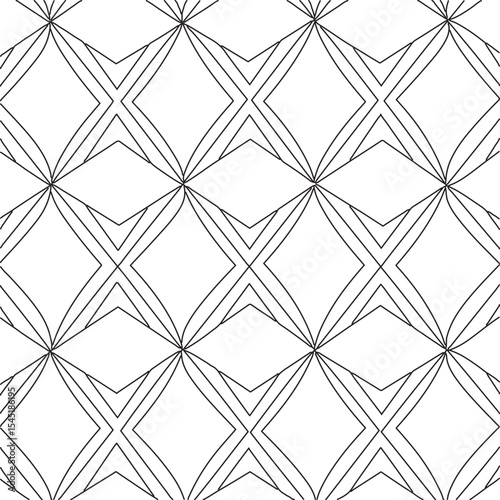 Geometric diamond pattern with lines seamless repeating black and white background