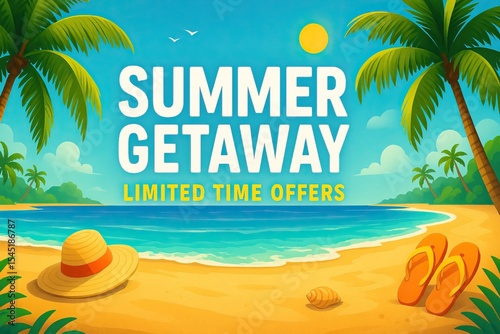 Wallpaper Mural Summer getaway offers inspire relaxation on a tropical beach with palm trees and golden sand Torontodigital.ca