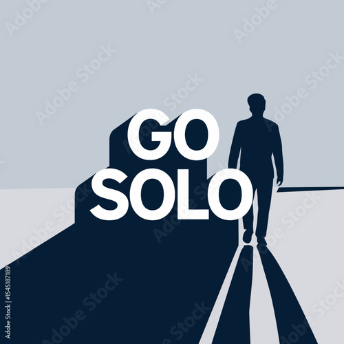 Independent Journey Solo Entrepreneur Businessman Walking Forward Go Solo Motivational Minimalist Graphic Design Concept  Modern Flat Style Illustration  Digital Art Background Image path road self   