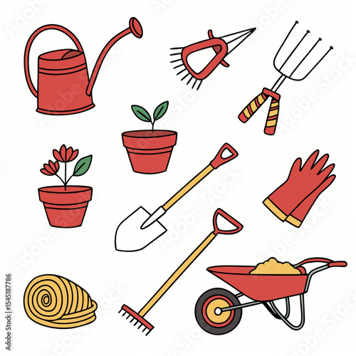 set of gardening tools