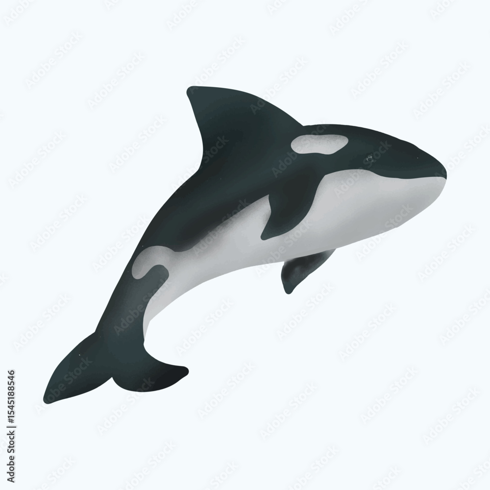 Obraz premium Sea Life Creature Orca Whale Watercolor Painting 