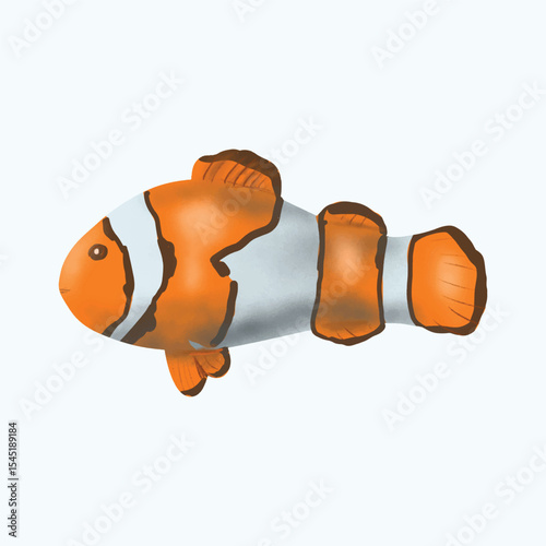Sea Life Creature Clown Fish Watercolor Painting 